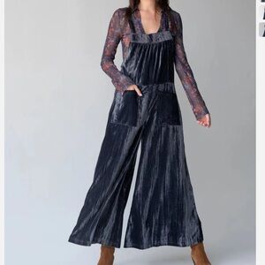 NATURAL LIFE Charcoal Velvet Jumpsuit Size XL NWOT